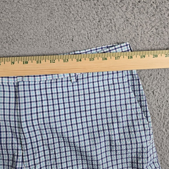Peter Millar Crown Sport Golf Shorts Mens 36 Blue Check Performance Stretch - Picture 8 of 11